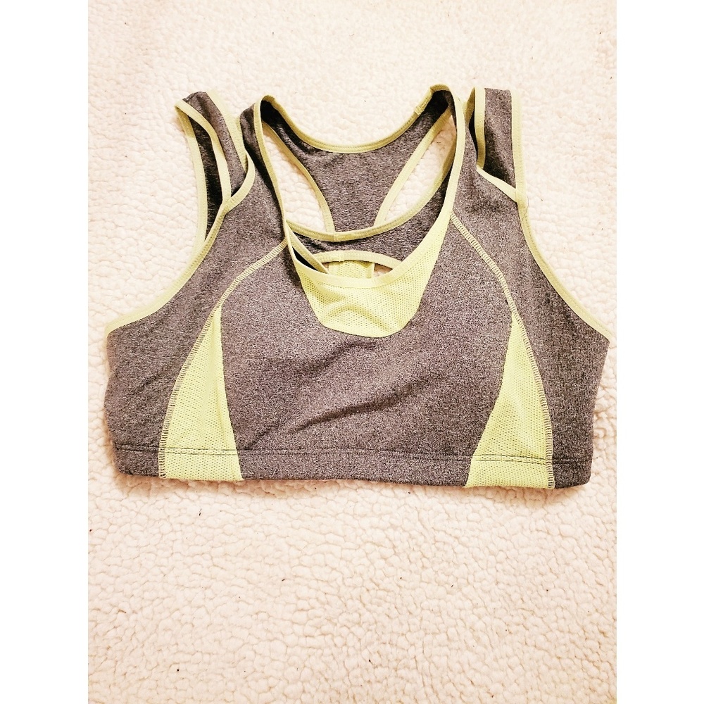 LAST CHANCE Sports Bra| Gray and Lime/Yellow